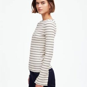 Madewell Ribbed Long-Sleeve Boatneck Top in Stripe